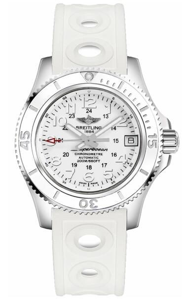 Review Breitling Superocean II 36 A17312D2-A775-230S White Rubber Strap watch price - Click Image to Close